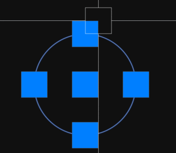 AutoCAD snap magnet strength visible during quadrant hover
