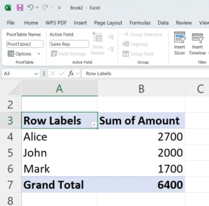 How to create Pivot table in Excel