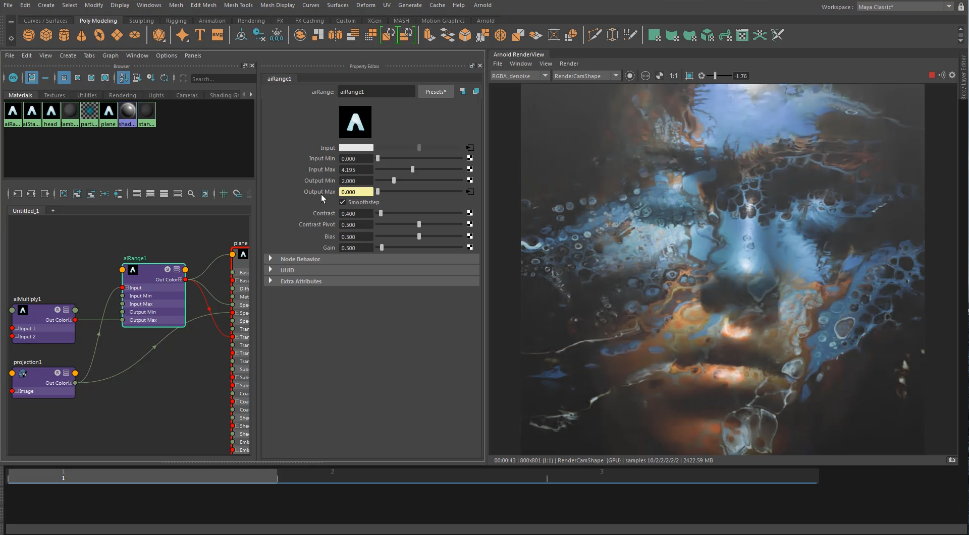 Arnold renderer interface and controls