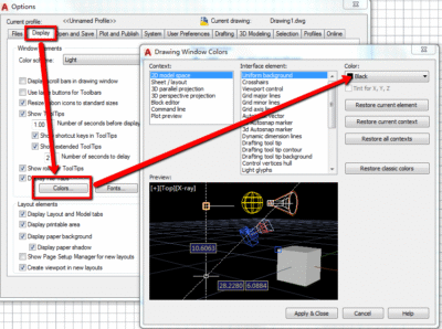 AutoCAD background color settings