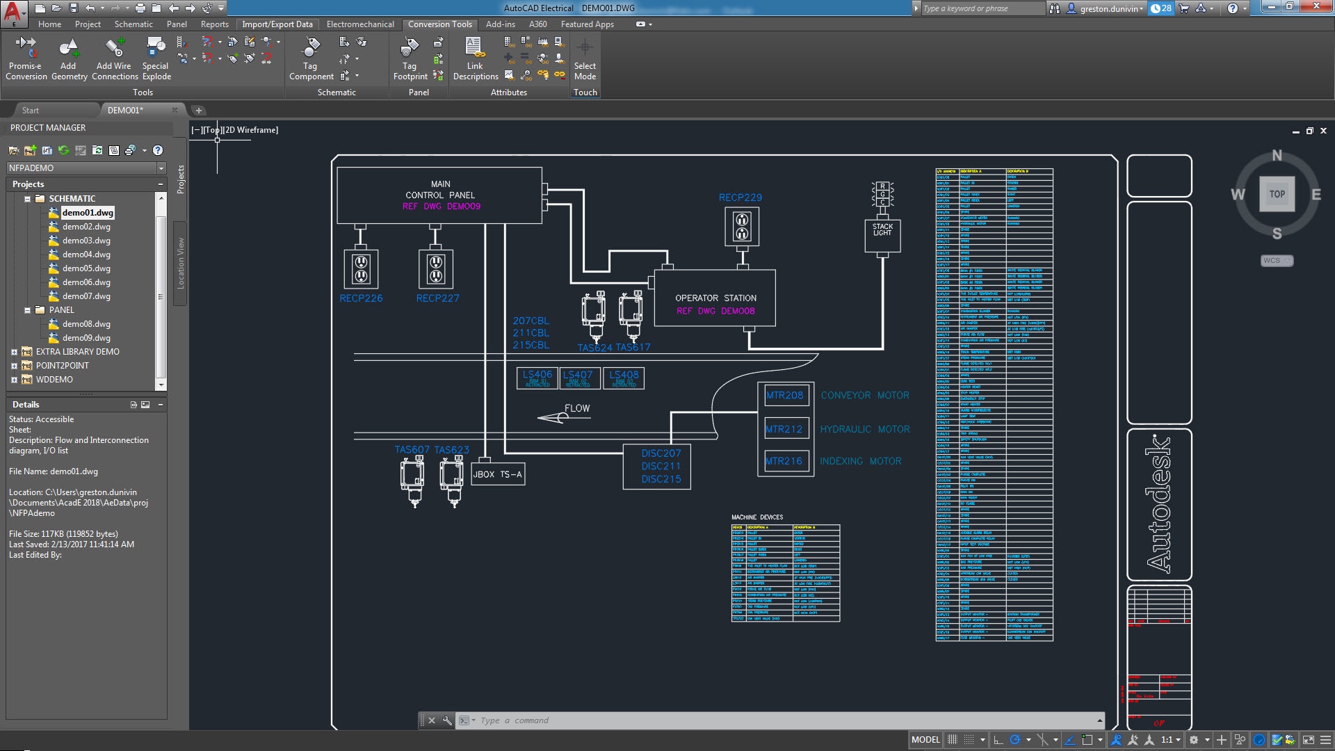 AutoCAD Electrical schematic design interface