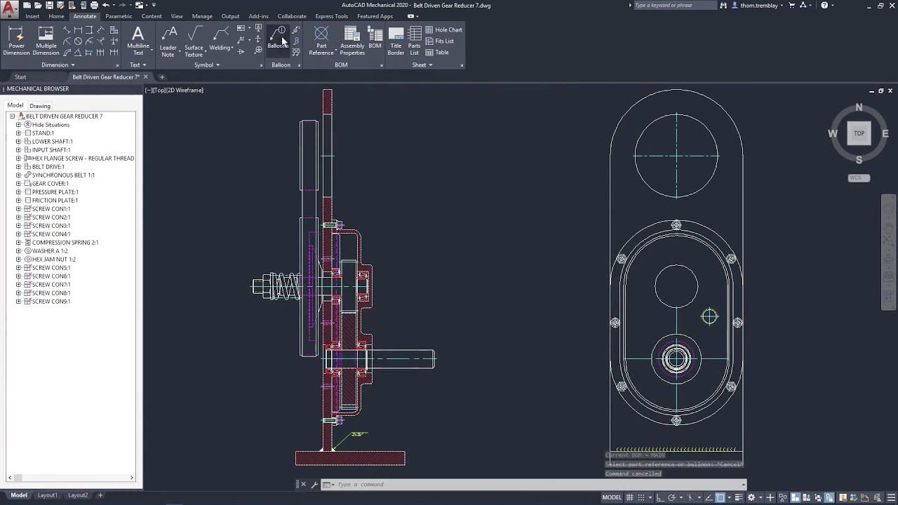 AutoCAD Mechanical parts library and assembly features