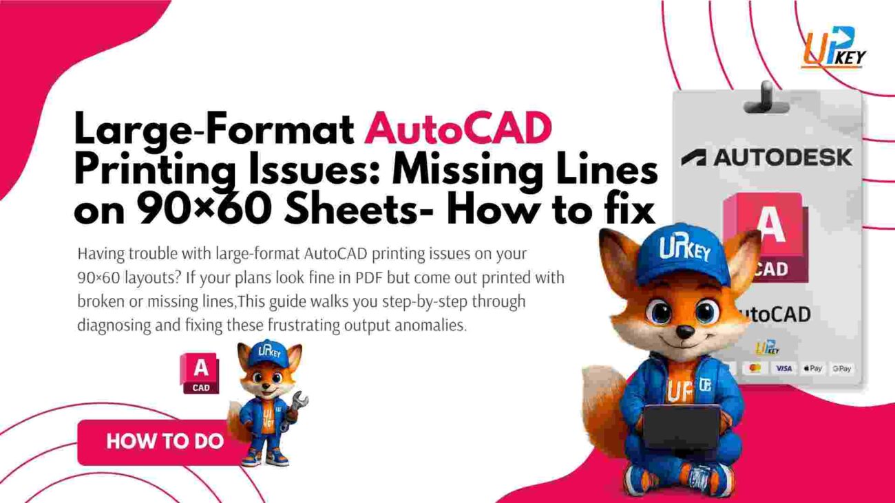 Large‑Format AutoCAD Printing Issues: Missing Lines on 90×60 Sheets- How to fix